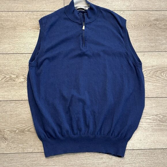 Peter Millar 1/4 Zip Sweater Vest Mens XL Blue Luxury Cashmere Blend Golf Preppy - Picture 1 of 6